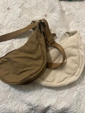 Uniqlo Neutral Crescent Crossbody Bags - Brown & Cream